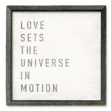'Love Sets Universe in Motion' Shelf Art: White / 5.75x5.75
