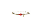 CROSS OPAL BRACELET: FIRE&SNOW / 14K Gold Filled / Stretchy 7"