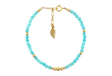 "IRIS" Waterproof Bracelet: Gold Filled / Aquamarine / Stretchy 7"