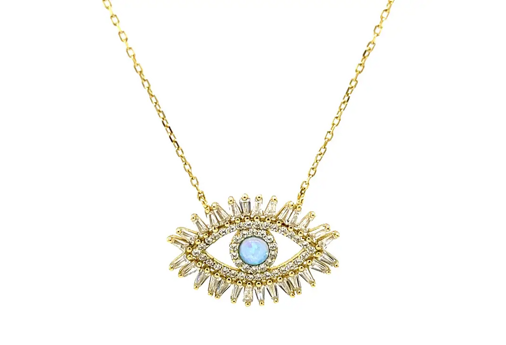 "POSEIDON" Evil Eye CZ Necklace: Gold