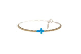 CROSS OPAL BRACELET: FIRE&SNOW / 14K Gold Filled / Stretchy 7"