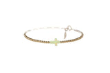 CROSS OPAL BRACELET: FIRE&SNOW / 14K Gold Filled / Stretchy 7"