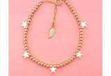 STARS By The Yard Opal Bracelet: White / Gold Filled / Stretchy 7"