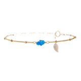 HAND OPAL BRACELET - SMALL: BLUE PACIFIC / 14KG Filled / Stretchy 6.5"