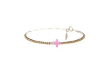 CROSS OPAL BRACELET: FIRE&SNOW / 14K Gold Filled / Stretchy 7"