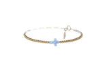 CROSS OPAL BRACELET: FIRE&SNOW / 14K Gold Filled / Stretchy 7"