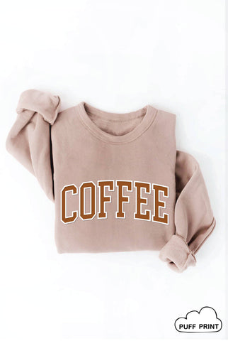 COFFEE PUFF Graphic Sweatshirt: M / TAN