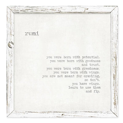 'Rumi' Shelf Art: White / 5.75x5.75