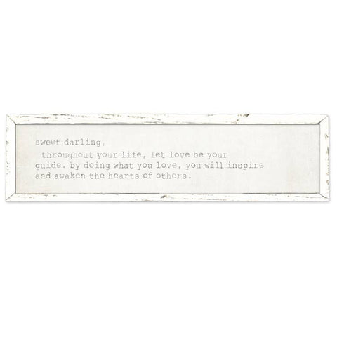 'Sweet Darling' Shelf Art: White / 8x35