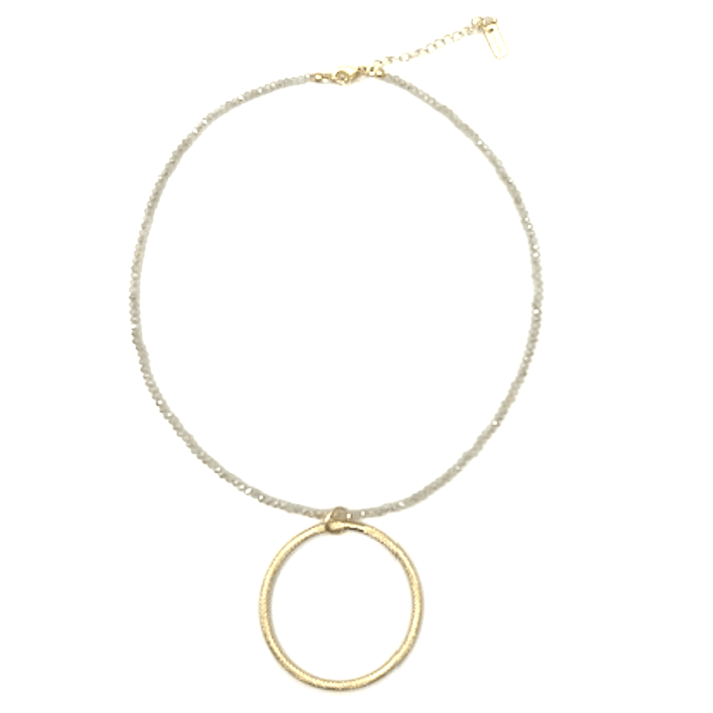 Circle of Love on Winter White Crystal Necklace